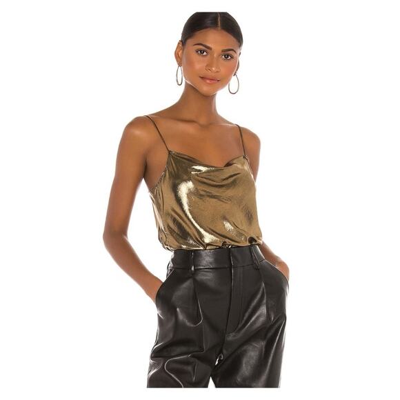 NWT MISA Los Angeles Sadie Draped Gold Camisole S - Picture 1 of 9